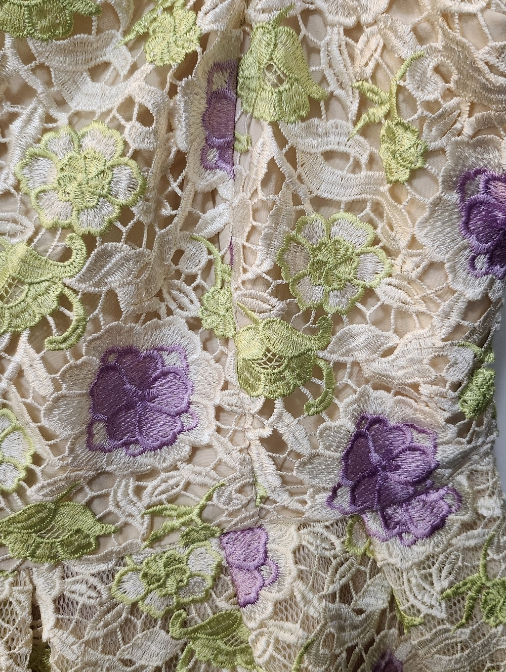 NWOT Boutique Embroidered Floral Lace Dress w/ Tulle Underskirt Cottagecore Sz M - Picture 6 of 12
